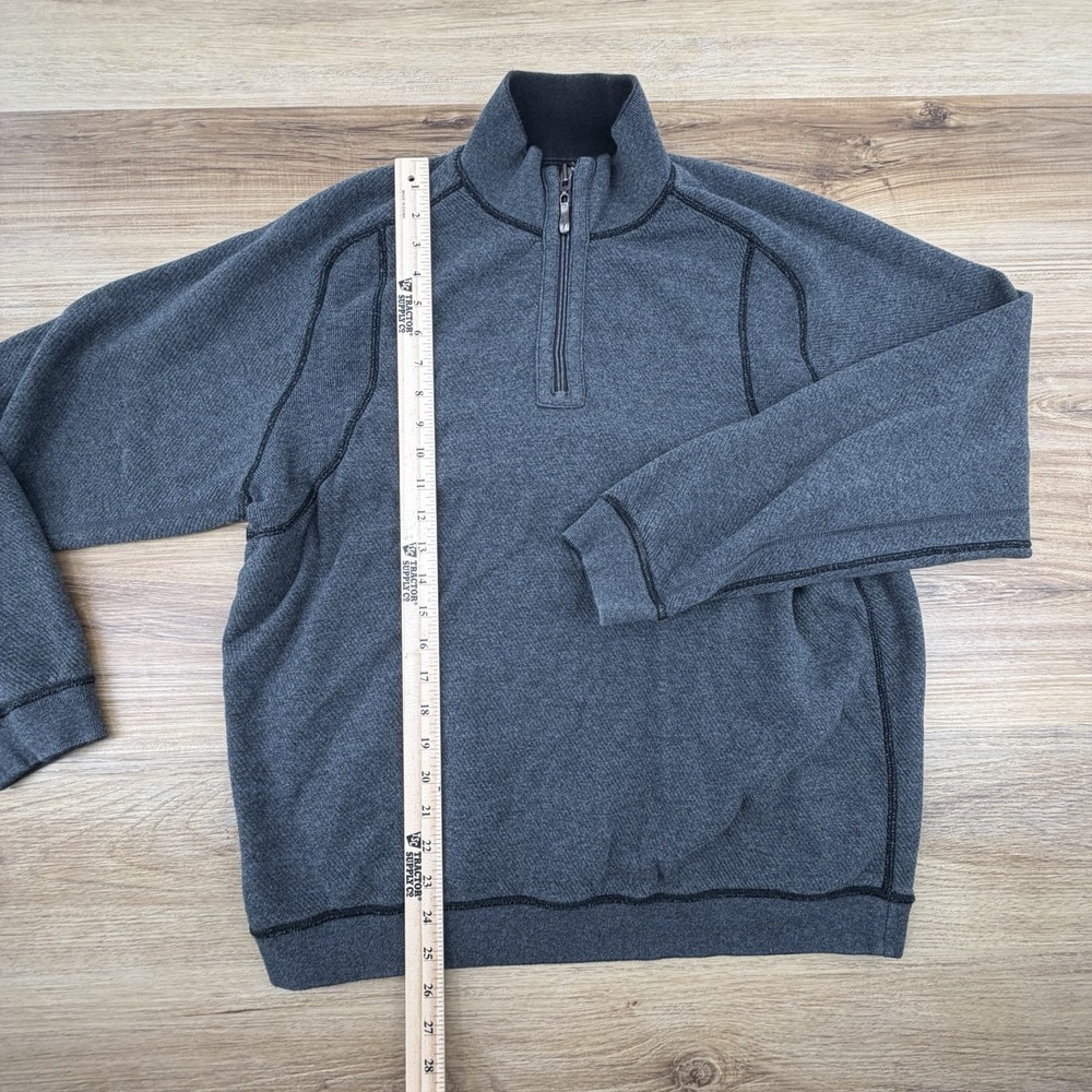 Tommy Bahama Sweater Men XL‎ Gray Black Pullover Quarter Zip Reversible Marlin - Picture 3 of 6